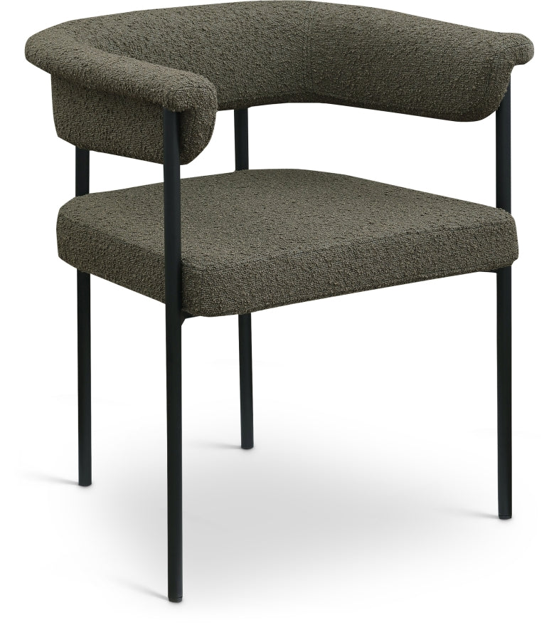 Malin Boucle Fabric Upholstered Dining Chair in Olive, Set of 2 - 410Olive-C