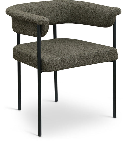 Malin Boucle Fabric Upholstered Dining Chair in Olive, Set of 2 - 410Olive-C