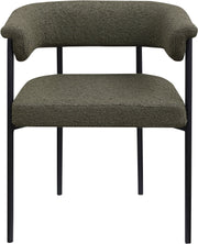Malin Boucle Fabric Upholstered Dining Chair in Olive, Set of 2 - 410Olive-C