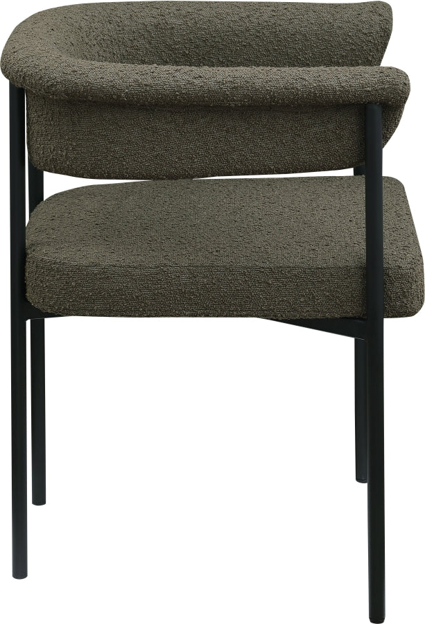 Malin Boucle Fabric Upholstered Dining Chair in Olive, Set of 2 - 410Olive-C