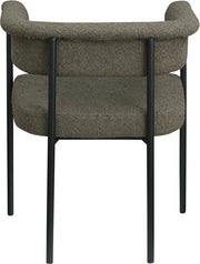 Malin Boucle Fabric Upholstered Dining Chair in Olive, Set of 2 - 410Olive-C