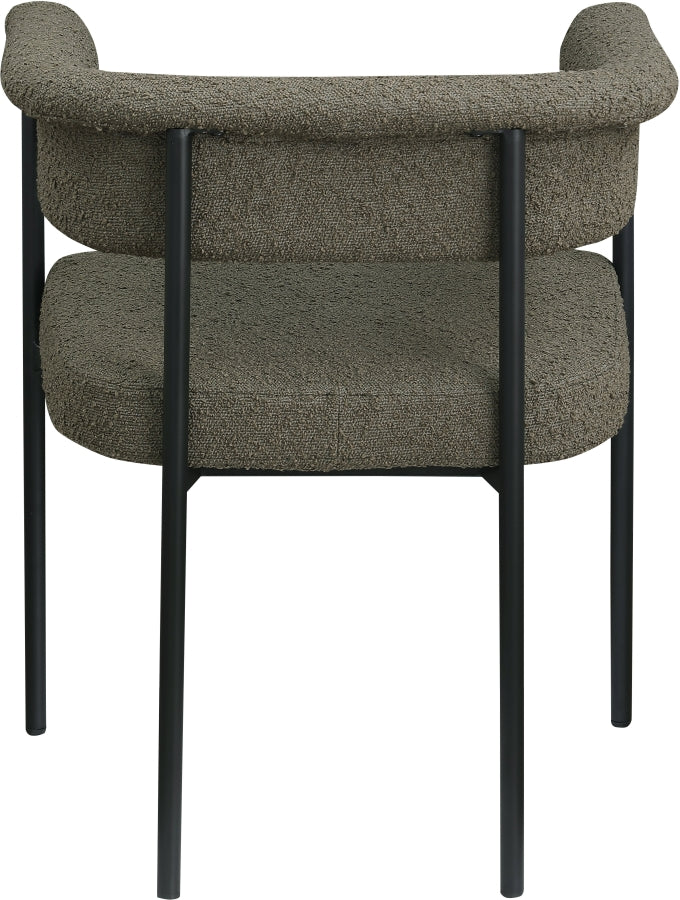 Malin Boucle Fabric Upholstered Dining Chair in Olive, Set of 2 - 410Olive-C