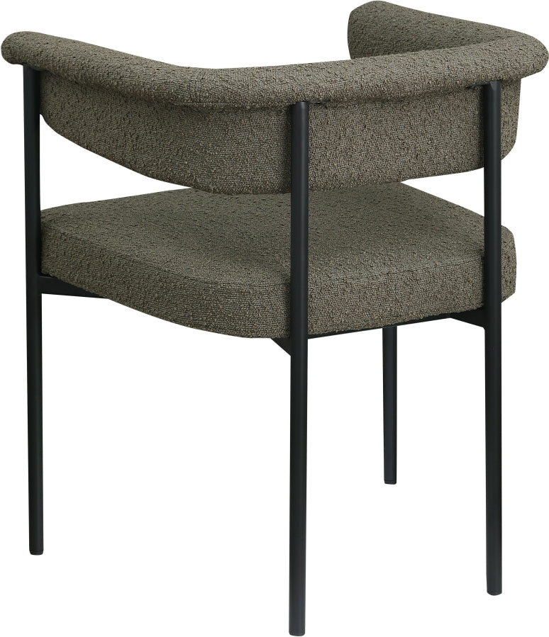 Malin Boucle Fabric Upholstered Dining Chair in Olive, Set of 2 - 410Olive-C