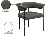 Malin Boucle Fabric Upholstered Dining Chair in Olive, Set of 2 - 410Olive-C