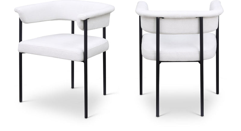 Malin Linen Textured Fabric Upholstered Dining Chair in Cream, Set of 2 - 420Cream-C