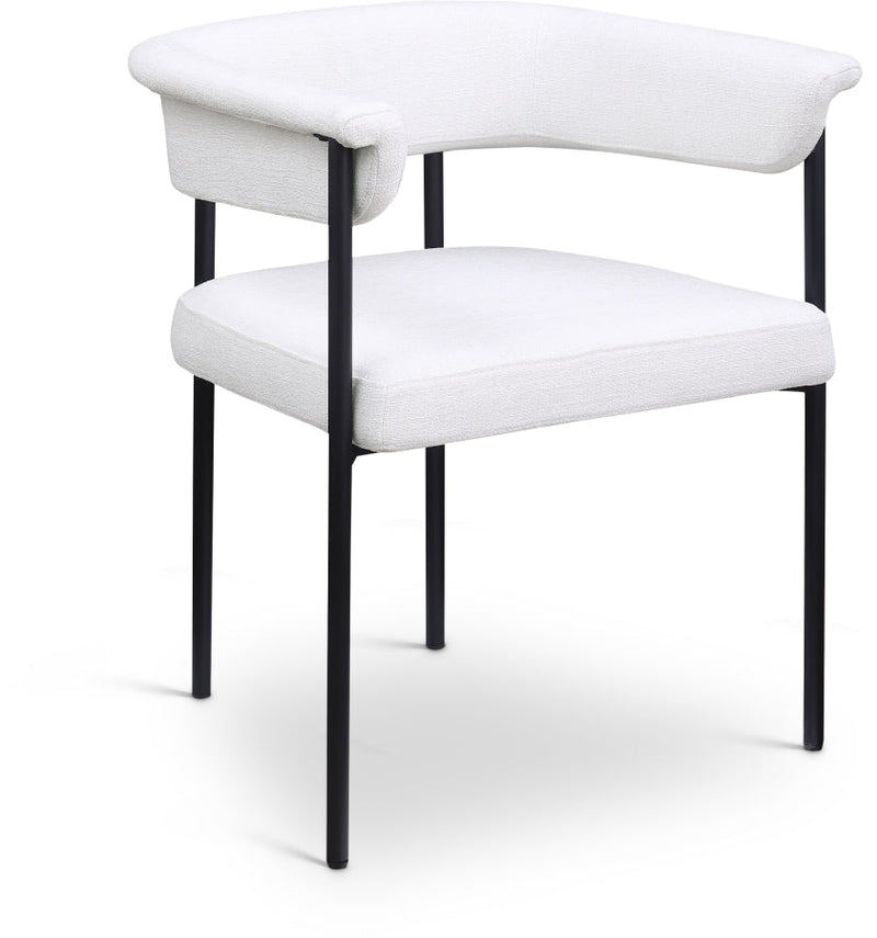 Malin Linen Textured Fabric Upholstered Dining Chair in Cream, Set of 2 - 420Cream-C