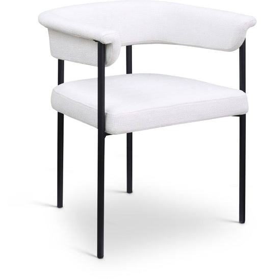 Malin Linen Textured Fabric Upholstered Dining Chair in Cream, Set of 2 - 420Cream-C
