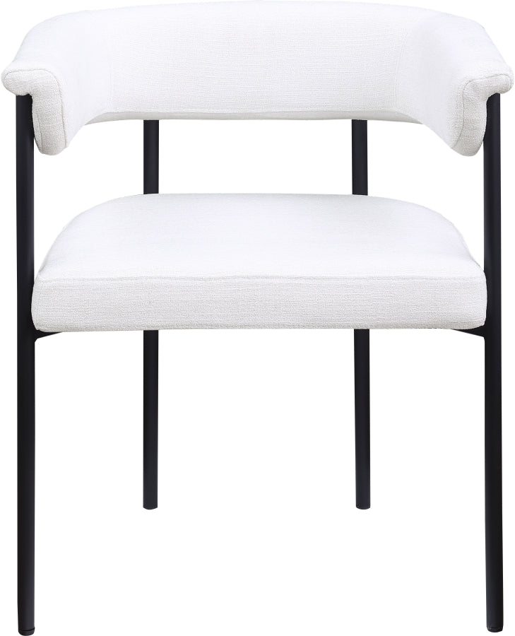 Malin Linen Textured Fabric Upholstered Dining Chair in Cream, Set of 2 - 420Cream-C