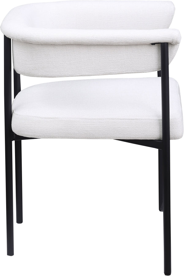 Malin Linen Textured Fabric Upholstered Dining Chair in Cream, Set of 2 - 420Cream-C