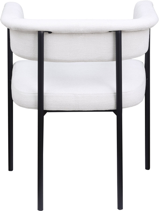 Malin Linen Textured Fabric Upholstered Dining Chair in Cream, Set of 2 - 420Cream-C