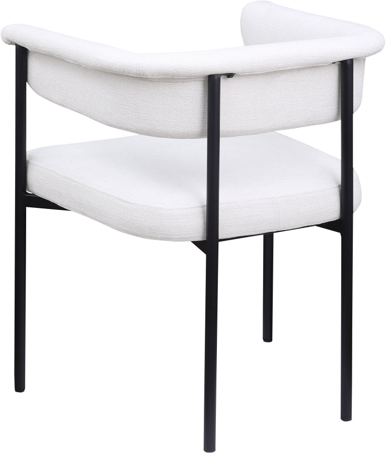 Malin Linen Textured Fabric Upholstered Dining Chair in Cream, Set of 2 - 420Cream-C