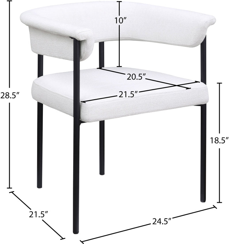 Malin Linen Textured Fabric Upholstered Dining Chair in Cream, Set of 2 - 420Cream-C
