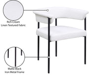 Malin Linen Textured Fabric Upholstered Dining Chair in Cream, Set of 2 - 420Cream-C