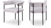 Malin Linen Textured Fabric Upholstered Dining Chair in Grey, Set of 2 - 420Grey-C