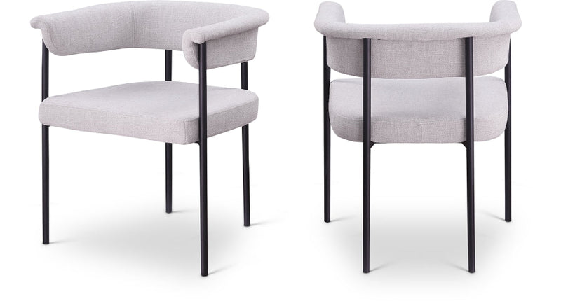 Malin Linen Textured Fabric Upholstered Dining Chair in Grey, Set of 2 - 420Grey-C