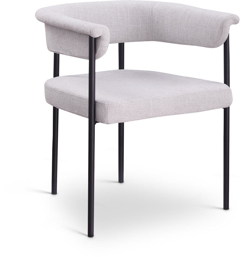 Malin Linen Textured Fabric Upholstered Dining Chair in Grey, Set of 2 - 420Grey-C