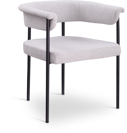 Malin Linen Textured Fabric Upholstered Dining Chair in Grey, Set of 2 - 420Grey-C
