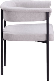 Malin Linen Textured Fabric Upholstered Dining Chair in Grey, Set of 2 - 420Grey-C
