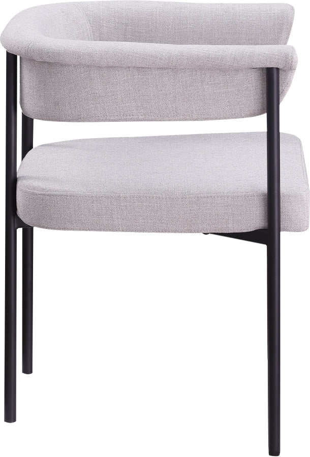 Malin Linen Textured Fabric Upholstered Dining Chair in Grey, Set of 2 - 420Grey-C
