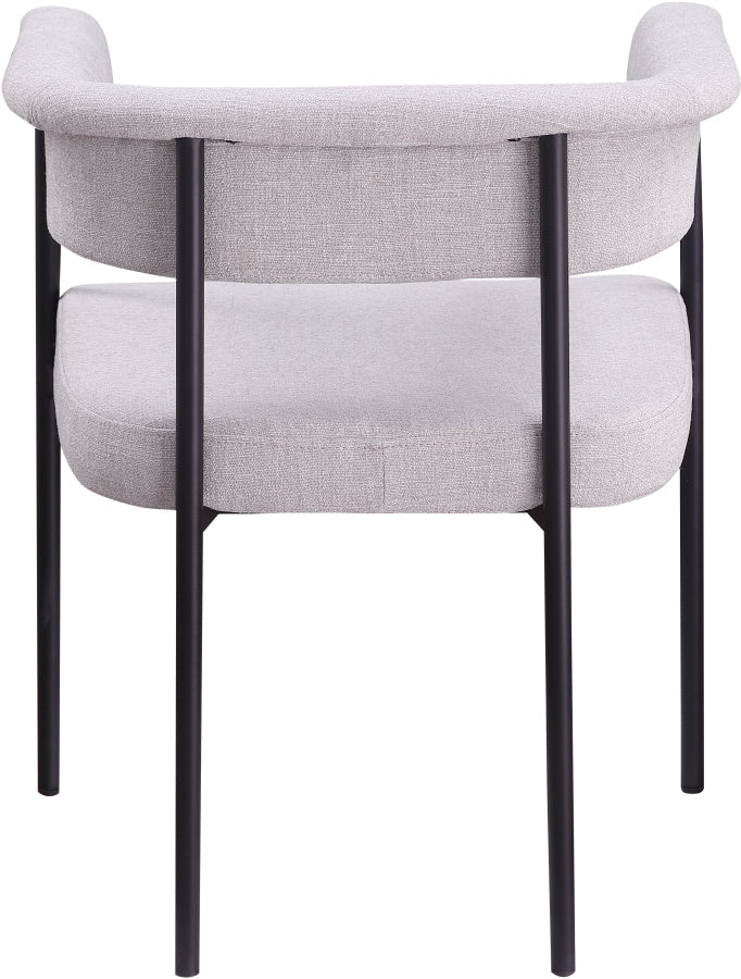 Malin Linen Textured Fabric Upholstered Dining Chair in Grey, Set of 2 - 420Grey-C