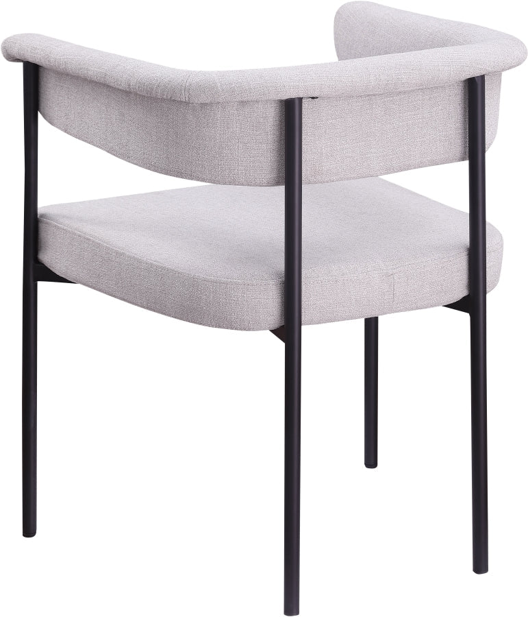 Malin Linen Textured Fabric Upholstered Dining Chair in Grey, Set of 2 - 420Grey-C