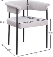 Malin Linen Textured Fabric Upholstered Dining Chair in Grey, Set of 2 - 420Grey-C