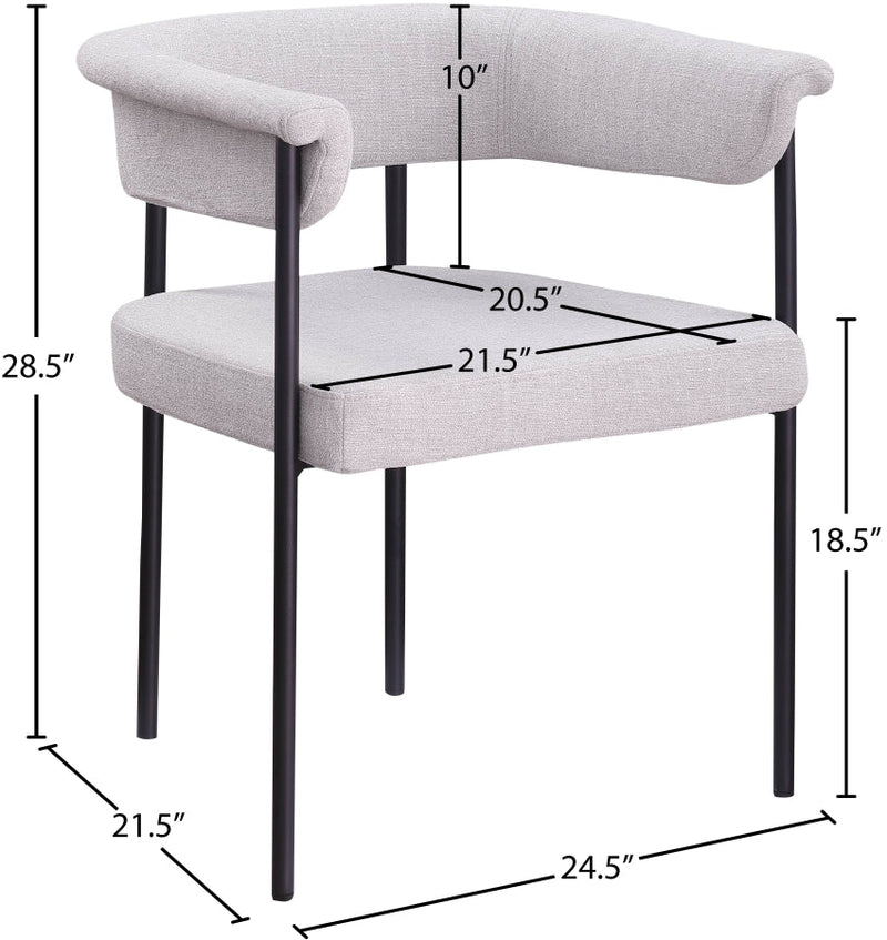Malin Linen Textured Fabric Upholstered Dining Chair in Grey, Set of 2 - 420Grey-C