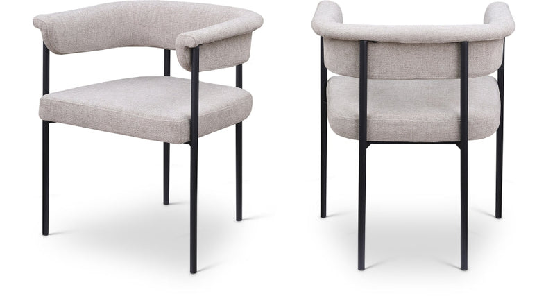 Malin Linen Textured Fabric Upholstered Dining Chair in Taupe, Set of 2 - 420Taupe-C