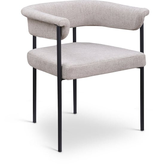 Malin Linen Textured Fabric Upholstered Dining Chair in Taupe, Set of 2 - 420Taupe-C