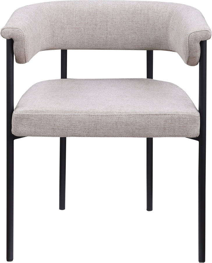 Malin Linen Textured Fabric Upholstered Dining Chair in Taupe, Set of 2 - 420Taupe-C