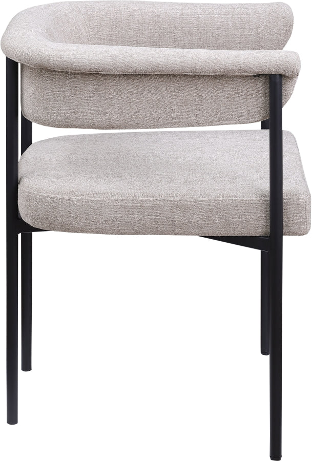 Malin Linen Textured Fabric Upholstered Dining Chair in Taupe, Set of 2 - 420Taupe-C