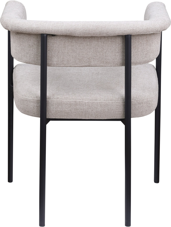 Malin Linen Textured Fabric Upholstered Dining Chair in Taupe, Set of 2 - 420Taupe-C