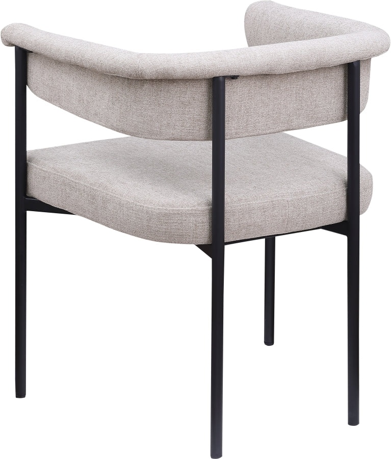 Malin Linen Textured Fabric Upholstered Dining Chair in Taupe, Set of 2 - 420Taupe-C