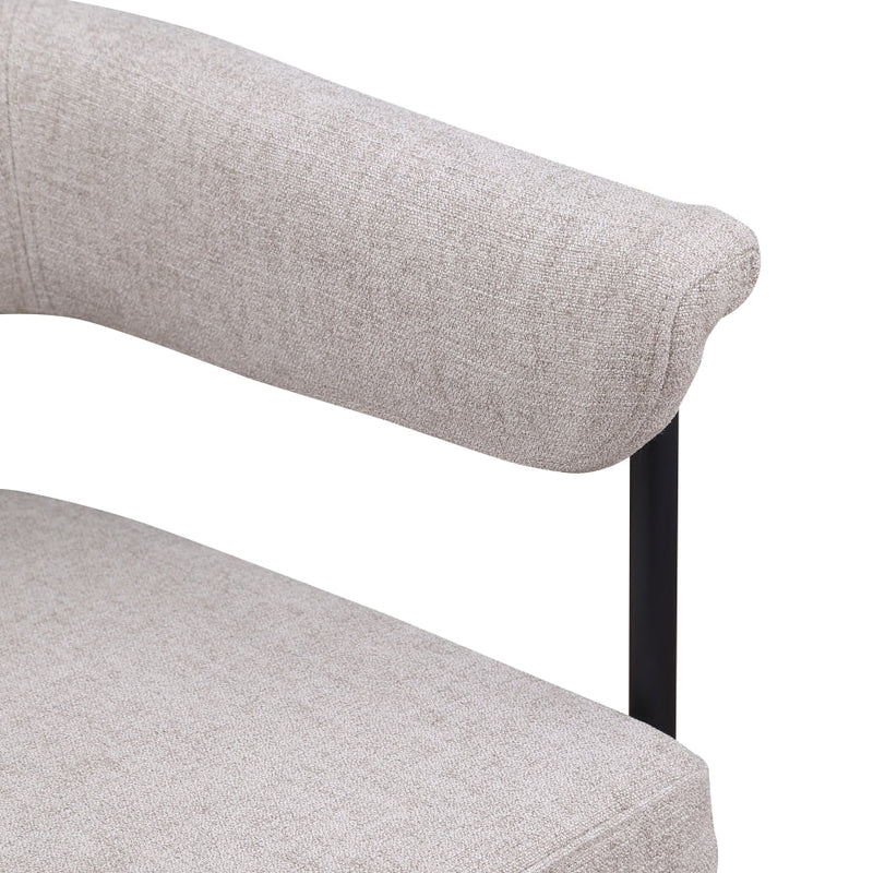 Malin Linen Textured Fabric Upholstered Dining Chair in Taupe, Set of 2 - 420Taupe-C