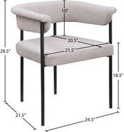 Malin Linen Textured Fabric Upholstered Dining Chair in Taupe, Set of 2 - 420Taupe-C