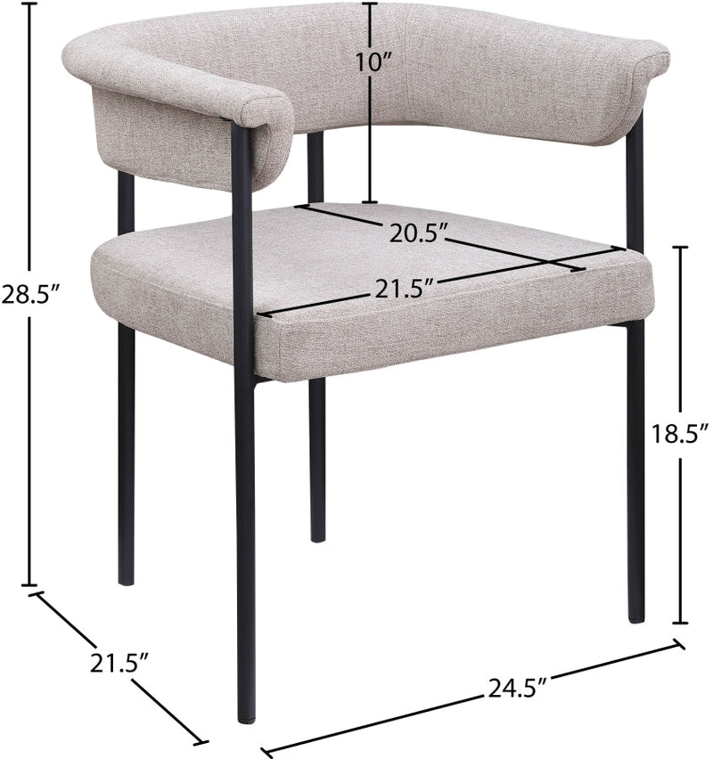Malin Linen Textured Fabric Upholstered Dining Chair in Taupe, Set of 2 - 420Taupe-C