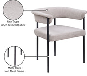 Malin Linen Textured Fabric Upholstered Dining Chair in Taupe, Set of 2 - 420Taupe-C