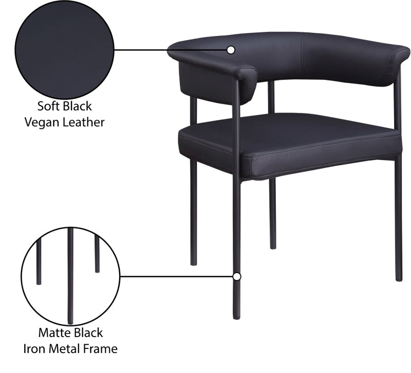 Malin Vegan Leather Upholstered Dining Chair in Black, Set of 2 - 427Black-C