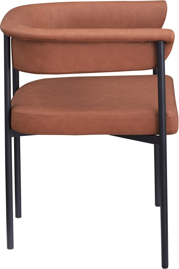 Malin Vegan Leather Upholstered Dining Chair in Cognac, Set of 2 - 427Cognac-C