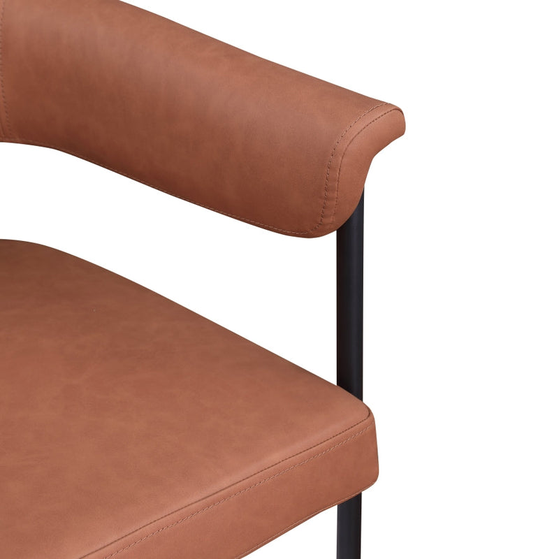 Malin Vegan Leather Upholstered Dining Chair in Cognac, Set of 2 - 427Cognac-C