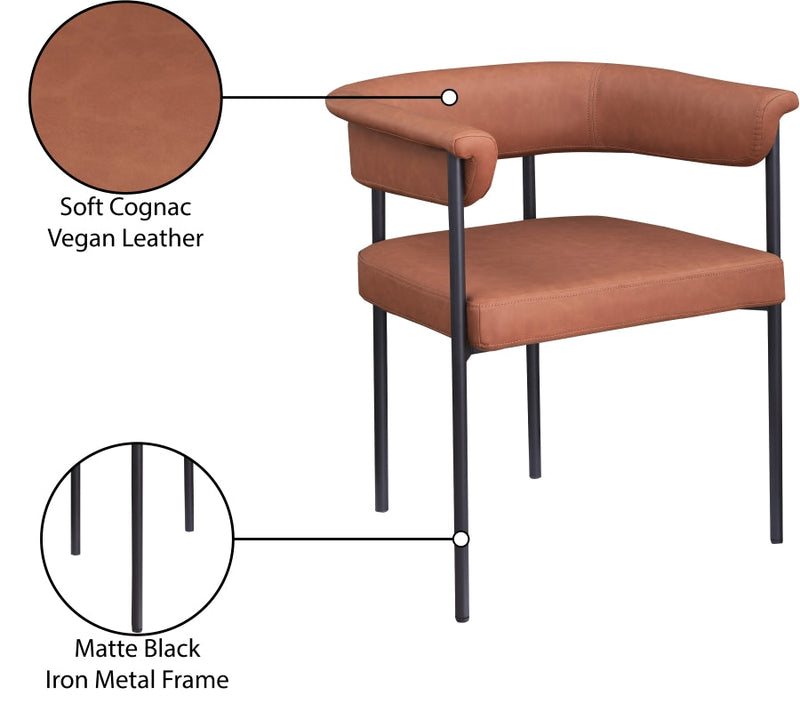 Malin Vegan Leather Upholstered Dining Chair in Cognac, Set of 2 - 427Cognac-C