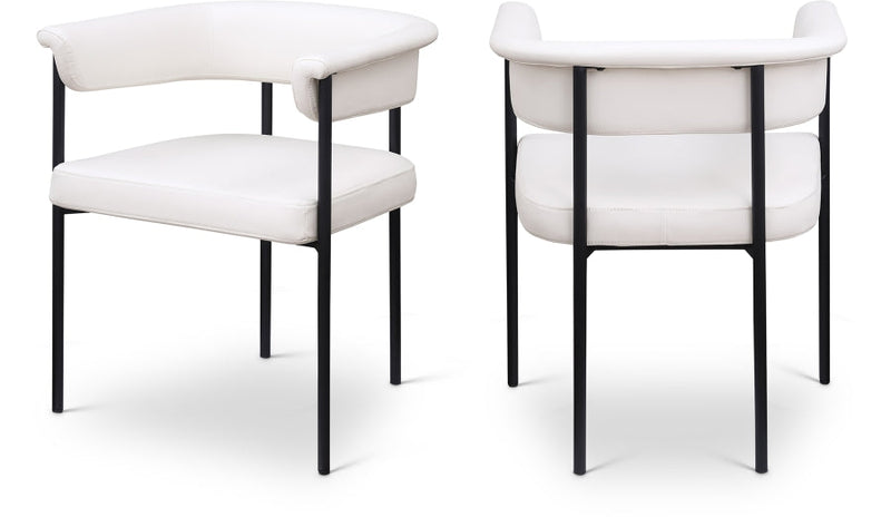 Malin Vegan Leather Upholstered Dining Chair in Cream, Set of 2 - 427Cream-C