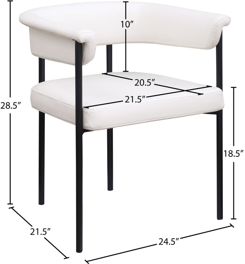 Malin Vegan Leather Upholstered Dining Chair in Cream, Set of 2 - 427Cream-C