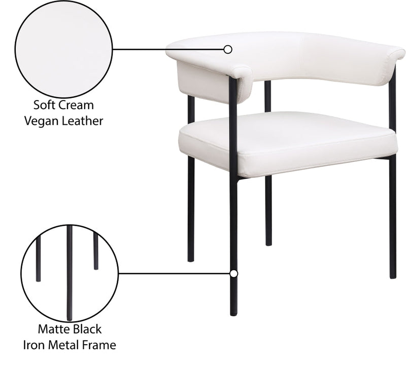 Malin Vegan Leather Upholstered Dining Chair in Cream, Set of 2 - 427Cream-C