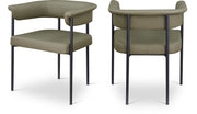 Malin Vegan Leather Upholstered Dining Chair in Olive, Set of 2 - 427Olive-C