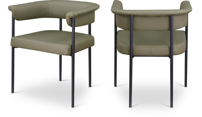 Malin Vegan Leather Upholstered Dining Chair in Olive, Set of 2 - 427Olive-C