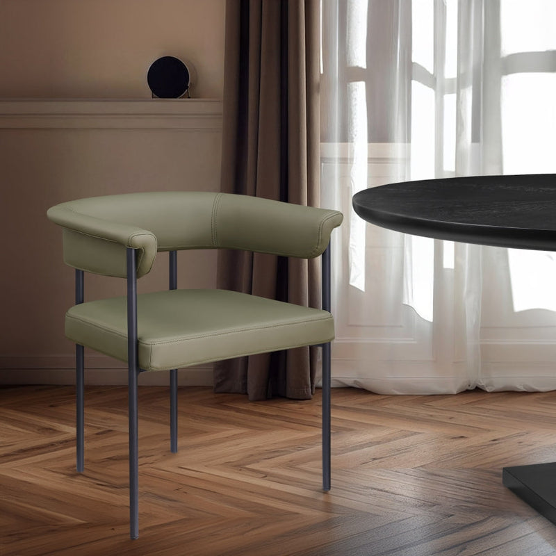 Malin Vegan Leather Upholstered Dining Chair in Olive, Set of 2 - 427Olive-C