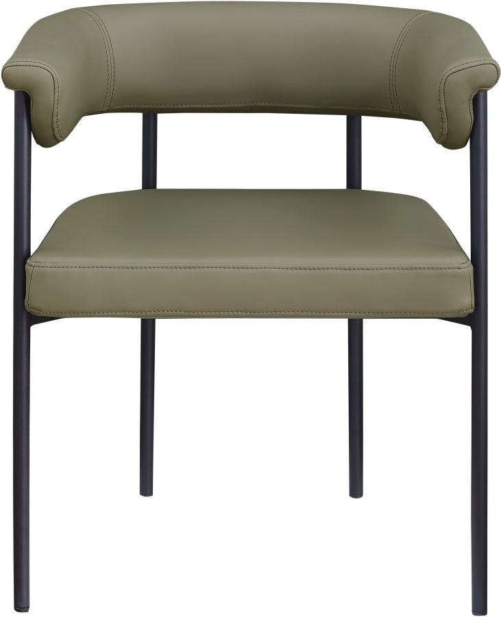Malin Vegan Leather Upholstered Dining Chair in Olive, Set of 2 - 427Olive-C