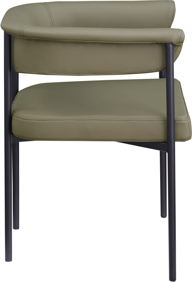 Malin Vegan Leather Upholstered Dining Chair in Olive, Set of 2 - 427Olive-C