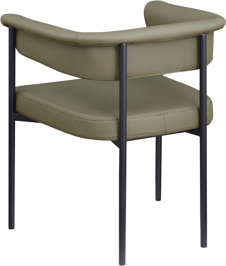 Malin Vegan Leather Upholstered Dining Chair in Olive, Set of 2 - 427Olive-C